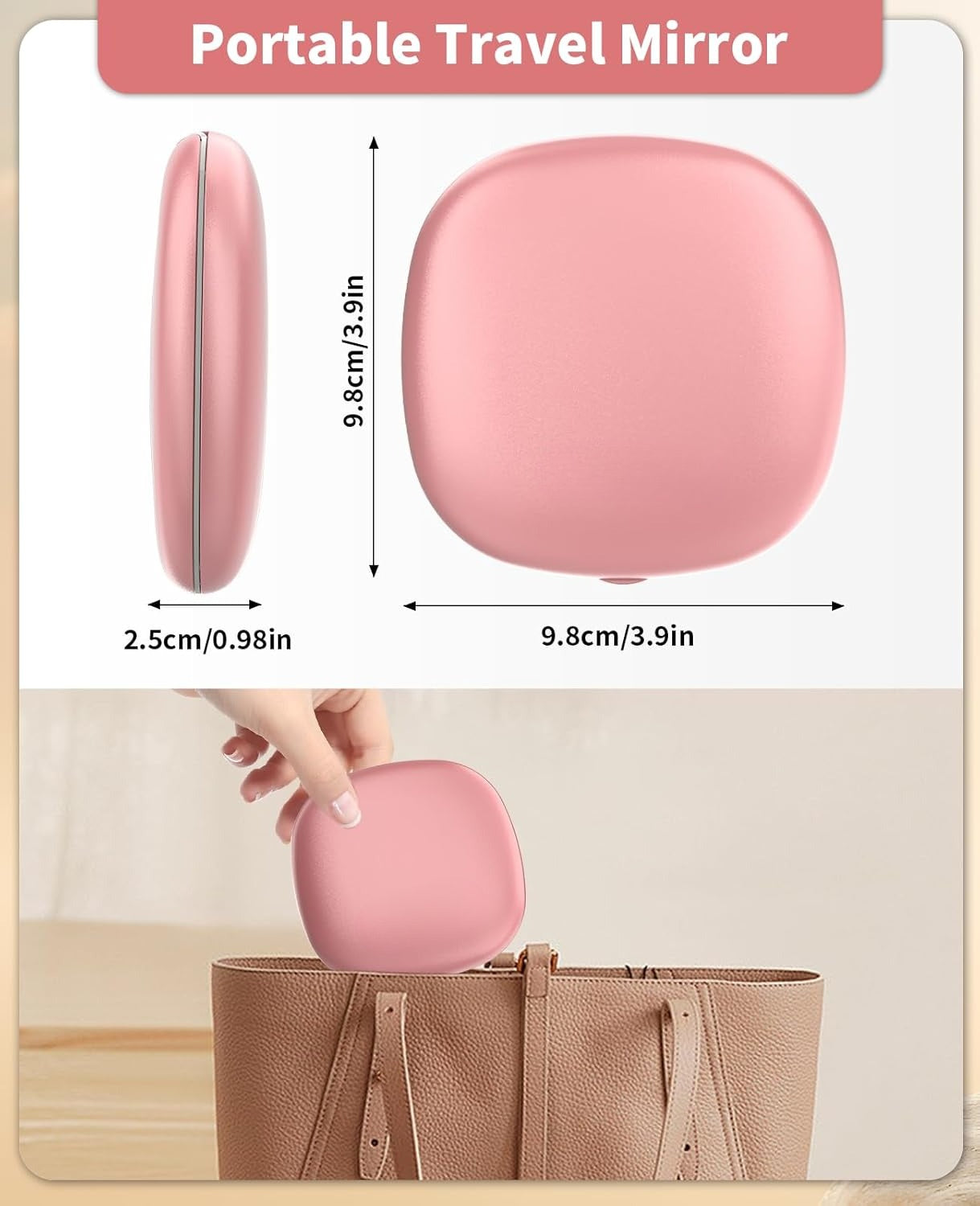 Rechargeable Lighted Travel Makeup Mirror,1x/10x Compact Magnifying Mirror with Lights,Portable for Bag,4inch