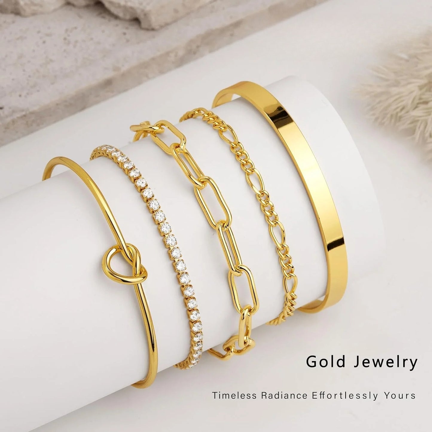 Gold Bracelets for Women Non Tarnish, 14K Gold Plated Chunky Cuff Bracelet Gold Bangles Bracelet for Women Trendy