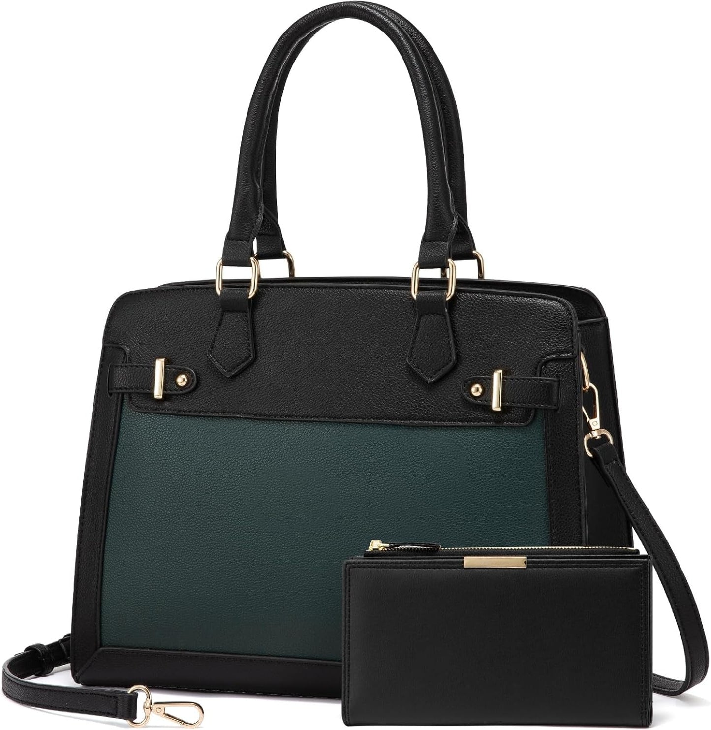 Handbags for Women, Tote Shoulder Bag Satchel Black Purse and PU Leather Top Handle for ladies