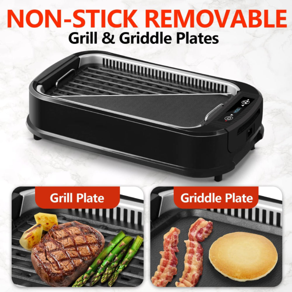 Nebula Vortex Smokeless Indoor Grill With Glass Lid