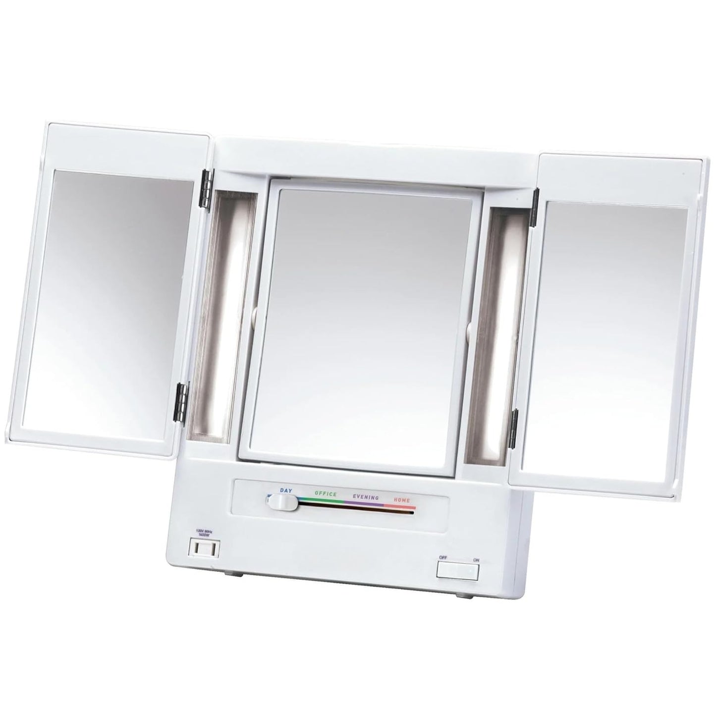 Tri-Fold Two-Sided Makeup Mirror with Lights - Vanity Mirror with 5X-1X Magnification &amp