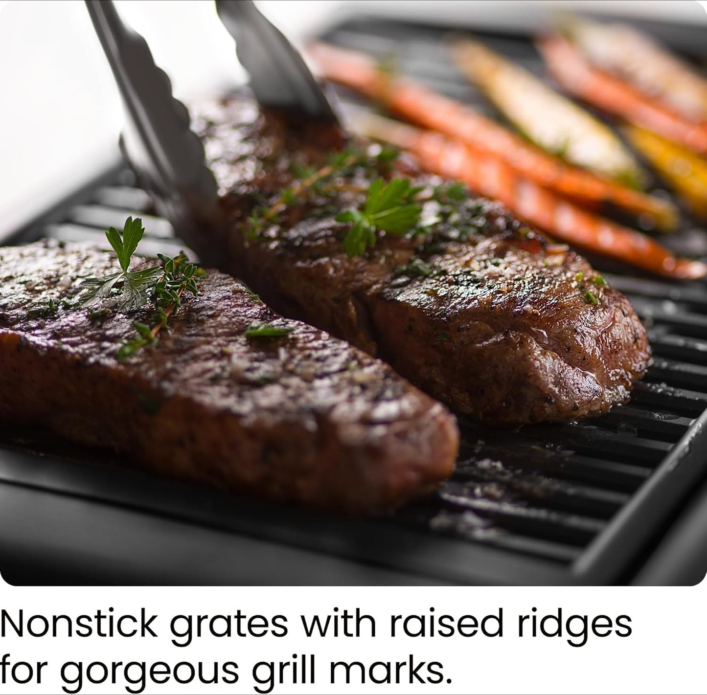 Electric Smokeless Indoor Grill w/ Non-Stick Cooking Surface & Adjustable Temperature Knob from Warm to Sear