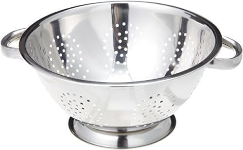 Heavy Duty Stainless Steel Colander 5 Qt | Easy Grip Handles | Self-Draining Base | Mirror Polished
