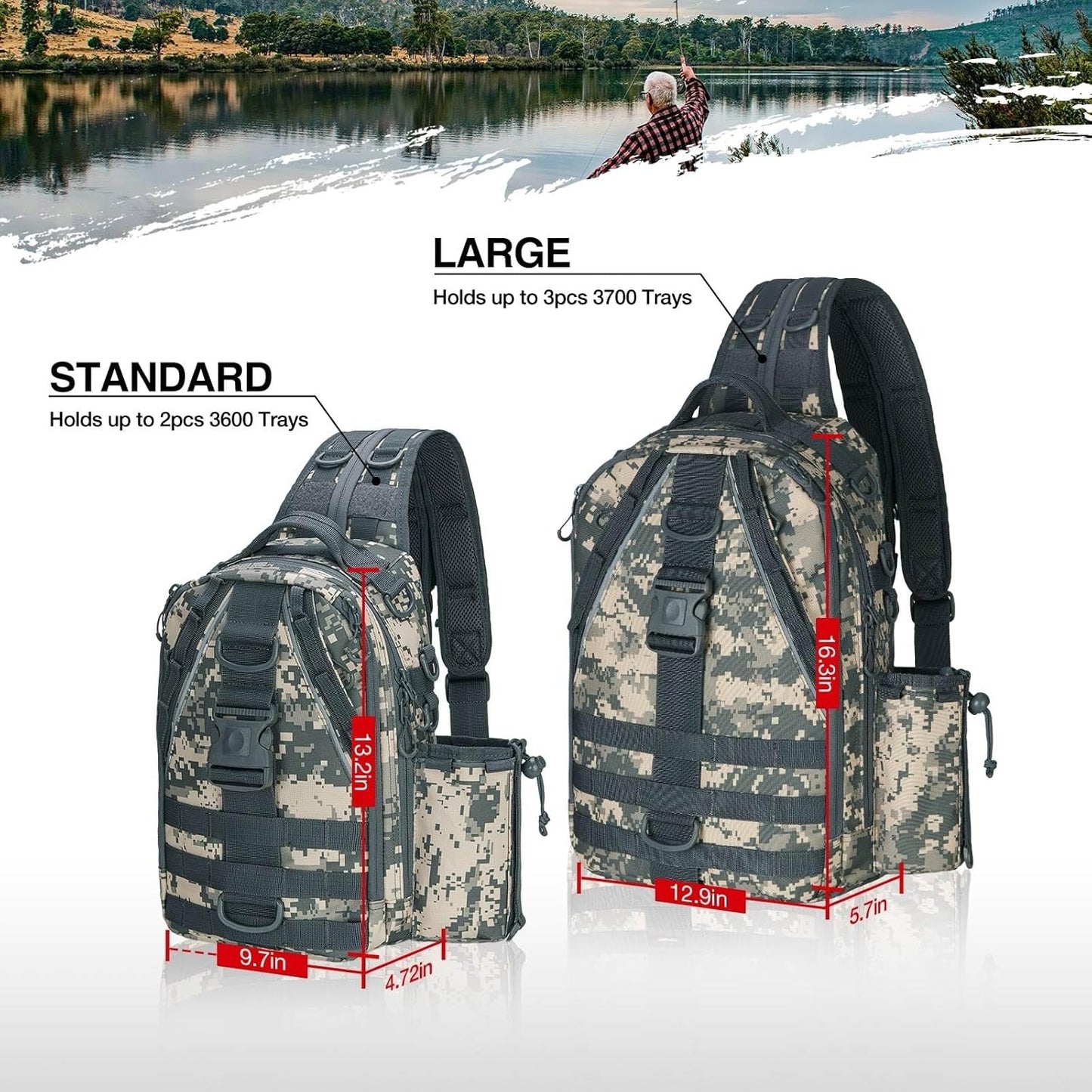 Fishing Backpack with Rod Holder, Lightweight Sling Bag Storge Gear and Equipment