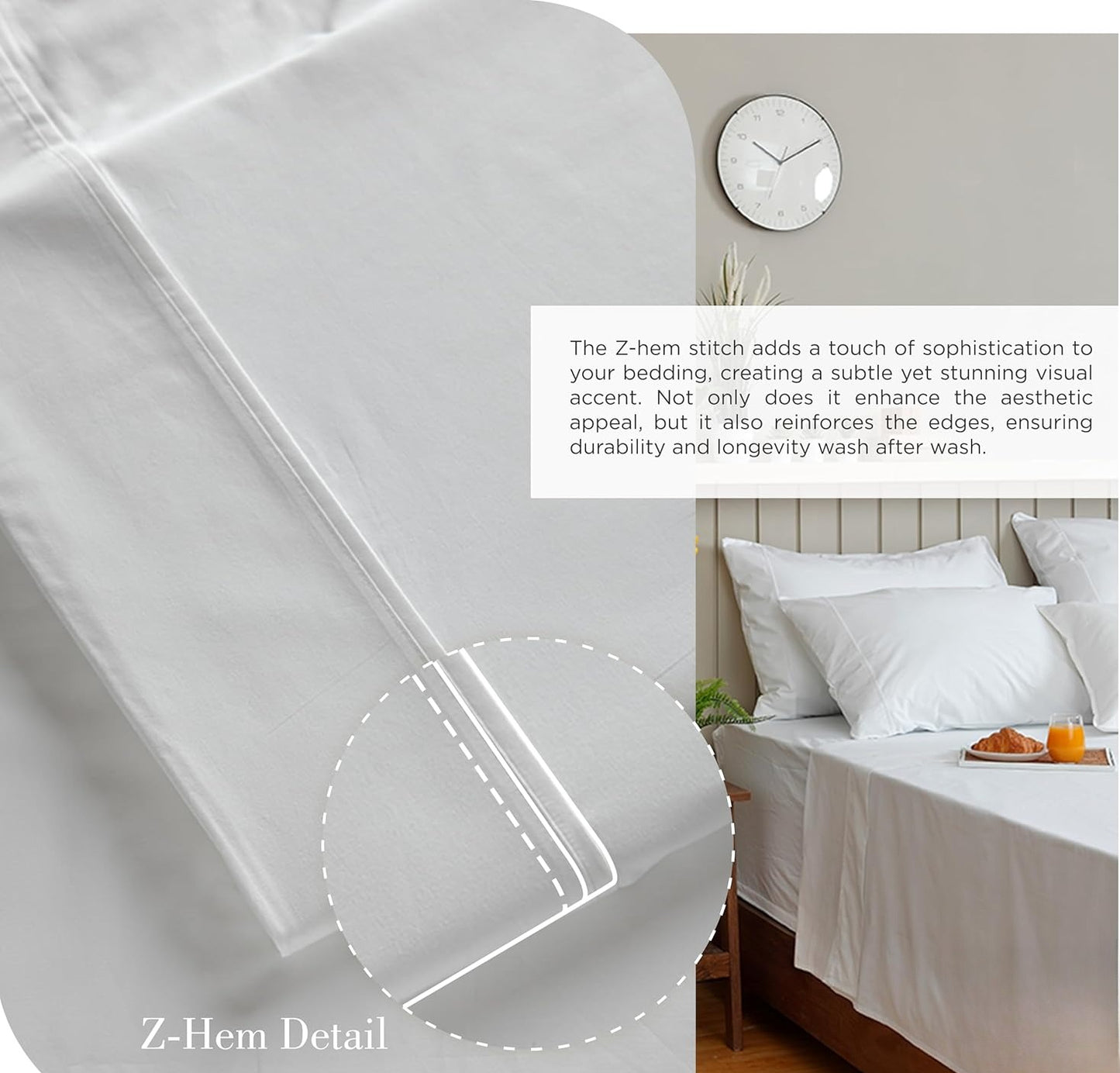 Cotton Percale Sheets Queen Size,  Deep Pocket, 4 count SetStrong Bed Linen