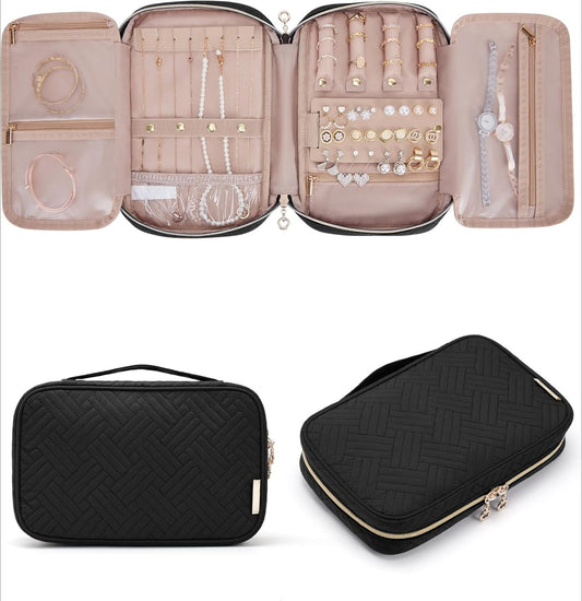 Jewelry Organizer Bag Travel Jewelry Storage Cases for Necklace, Earrings, Rings, Bracelet, Black
