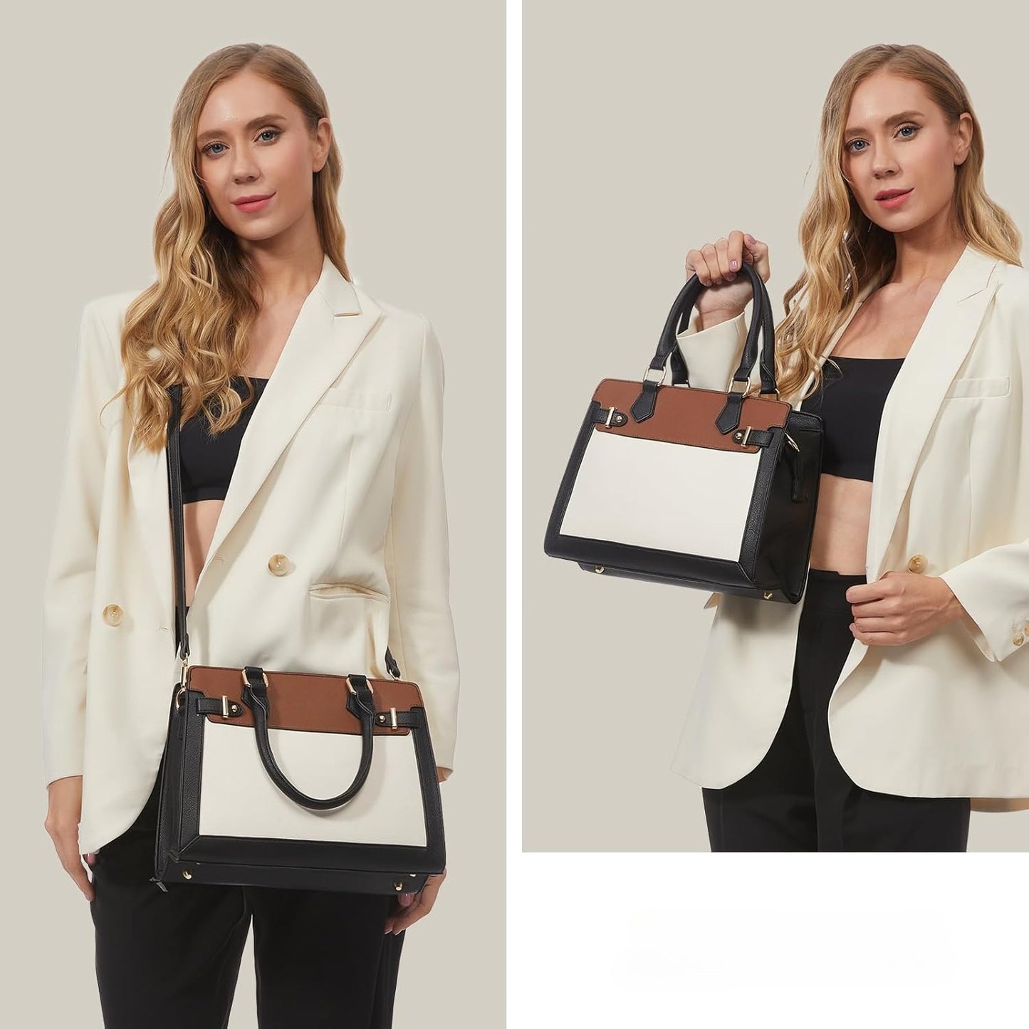 Handbags for Women, Tote Shoulder Bag Satchel Black Purse and PU Leather Top Handle for ladies