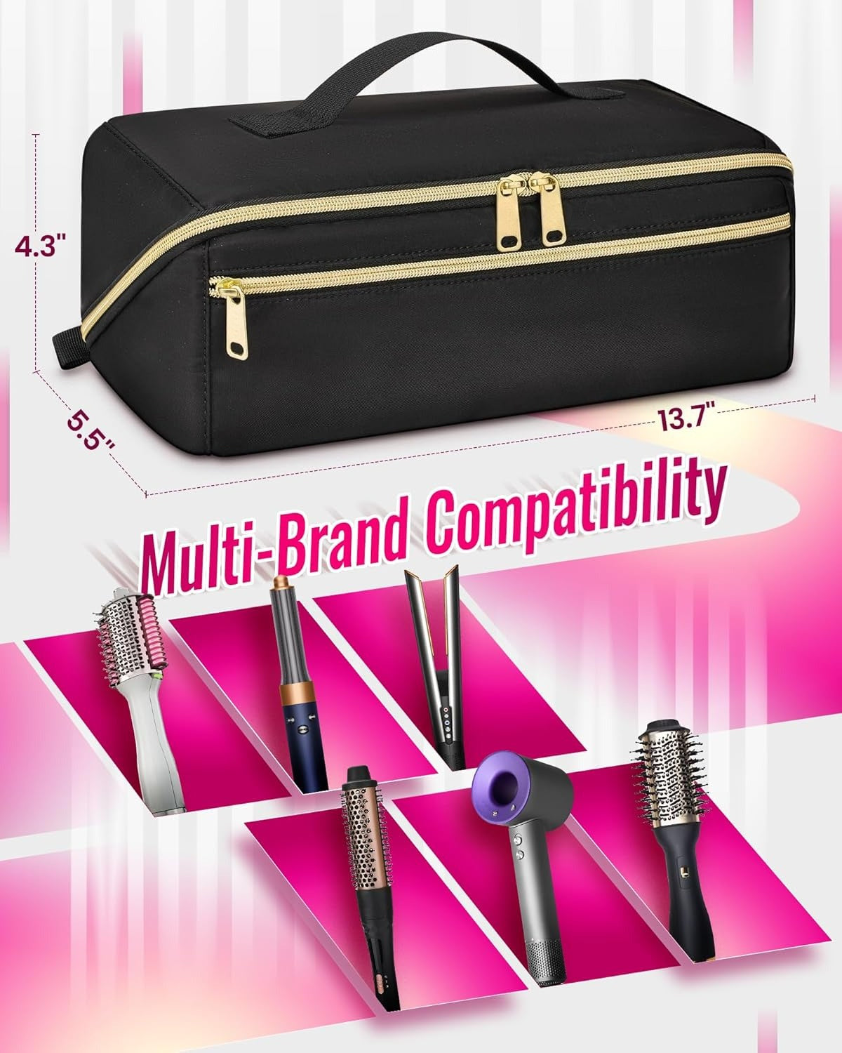 Hot Hair Tools Travel Bag with Separate Heat Resistant Mat,Hair Accessories Organizer for Flat Irons