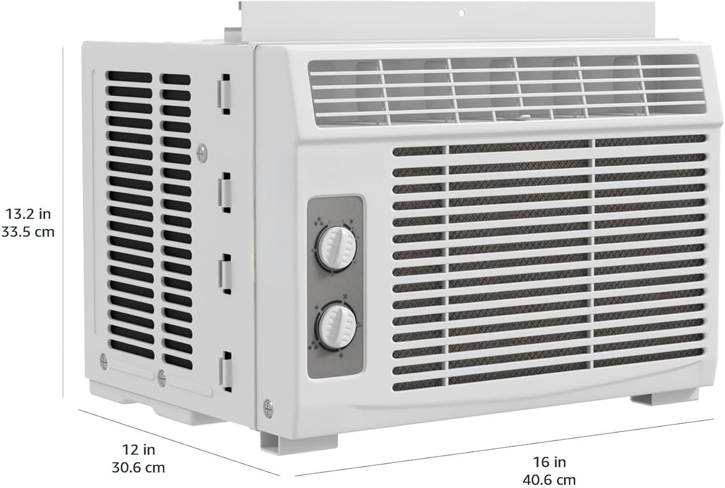 OMOMMD 5000-BTU Window Air Conditioner with Quiet Operation, Up to 150 Sqf, Cool and Fan Functions, Washable Filter, Adjustable Window Kit, Intuitive Mechanical Controls, for Small Room, White