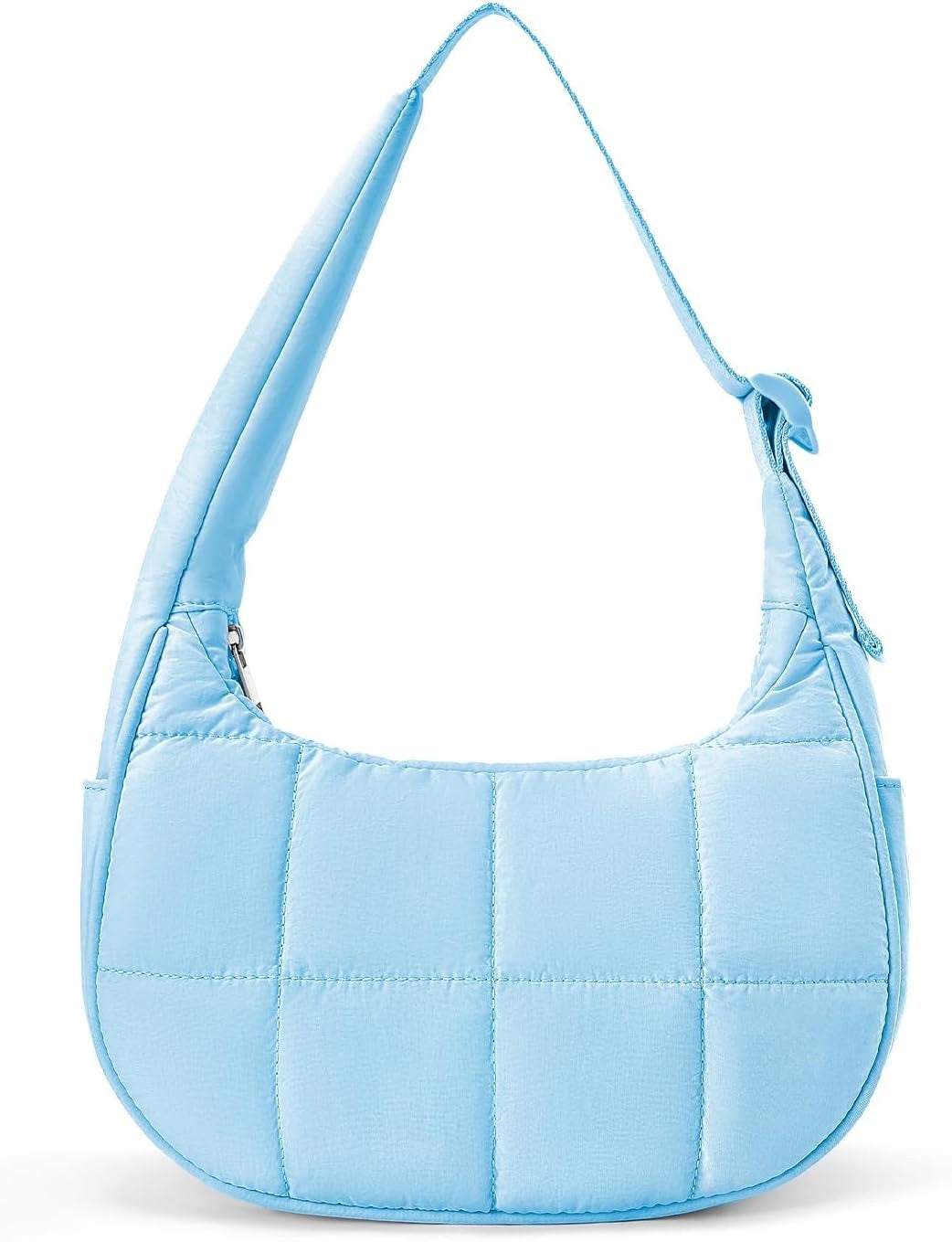 Crescent Shoulder Bag for Women, Nylon Quilted Shoulder Purses, Puffy Handbags with Adjustable Strap