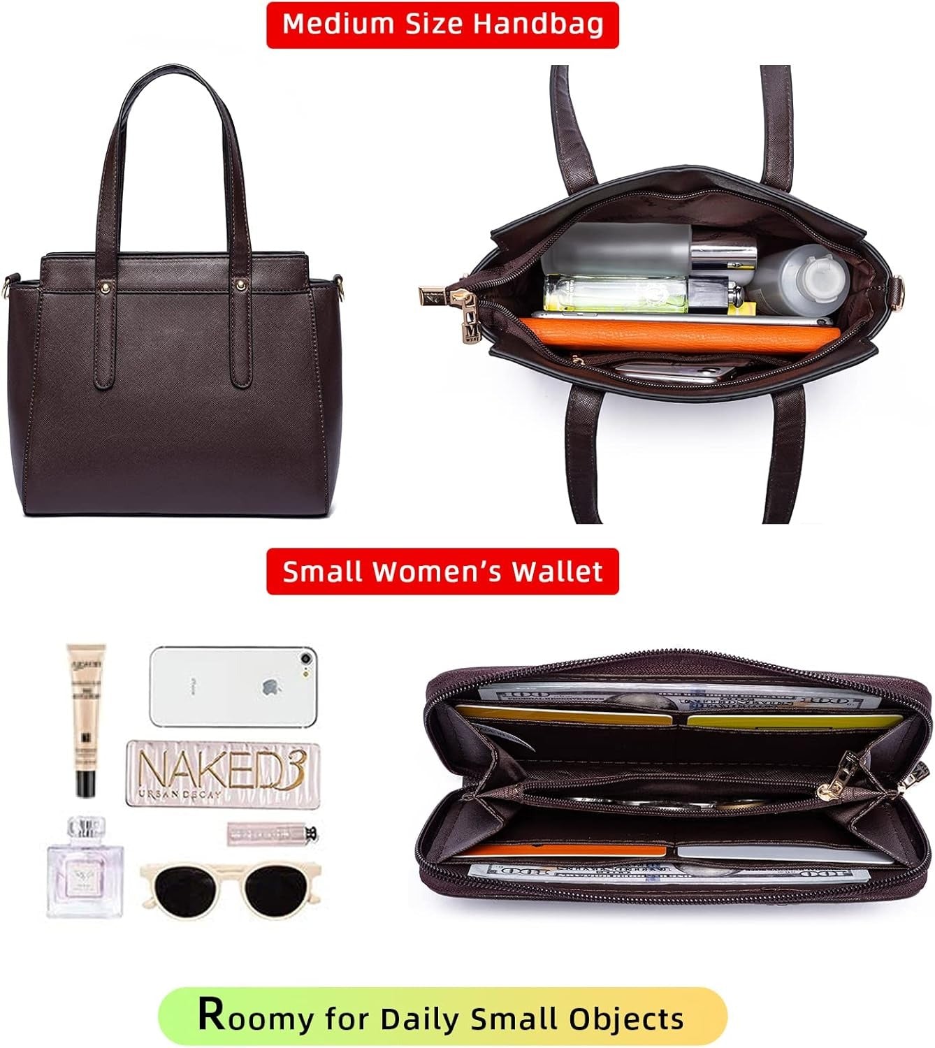 West 3PCS Purses for Women Tote Bag and Wallet Set Shoulder Satchel Handbags