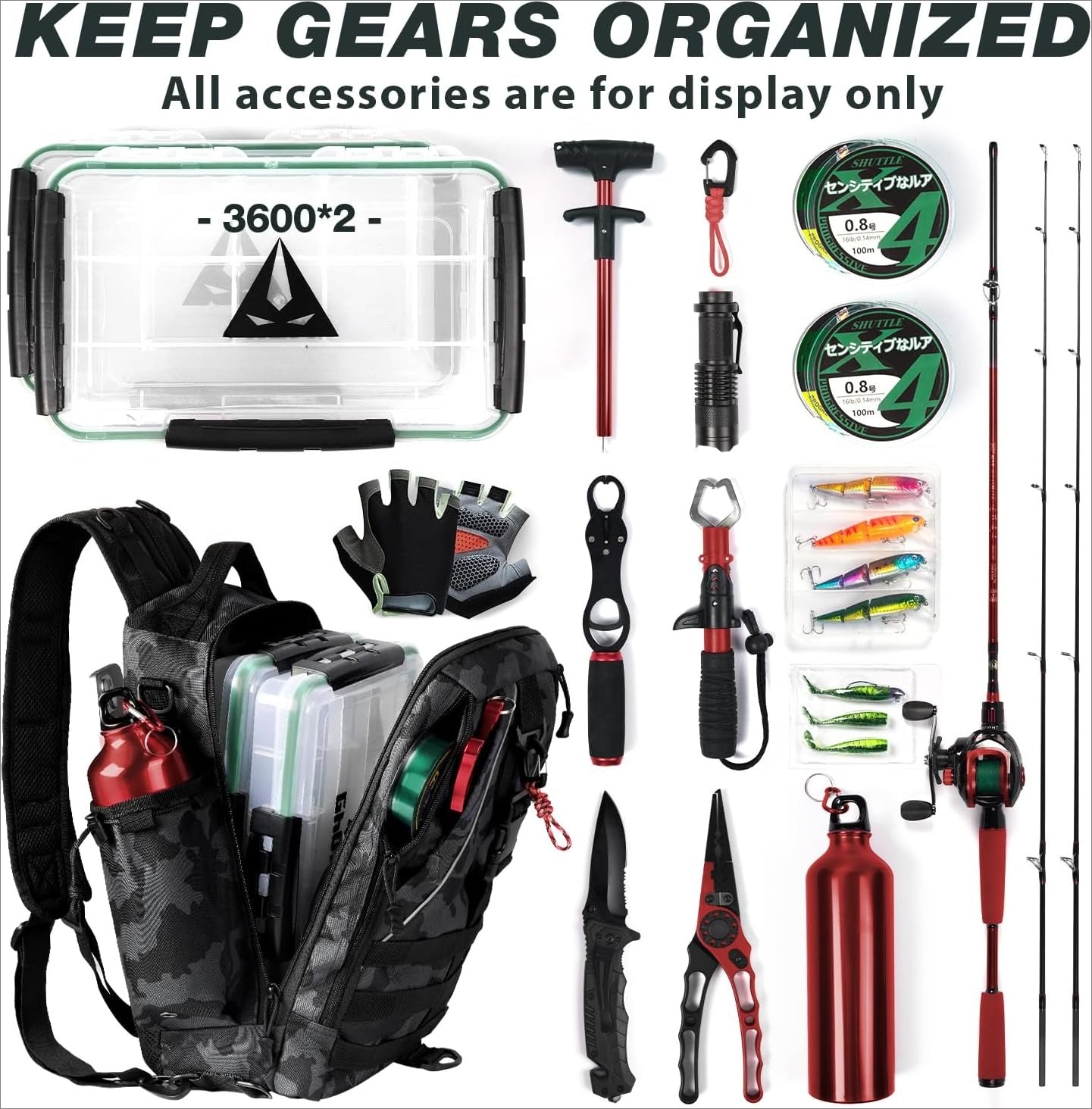 Fishing Backpack Tackle Sling Bag-Backpack with Rod Holder- Lightweight Tackle Box