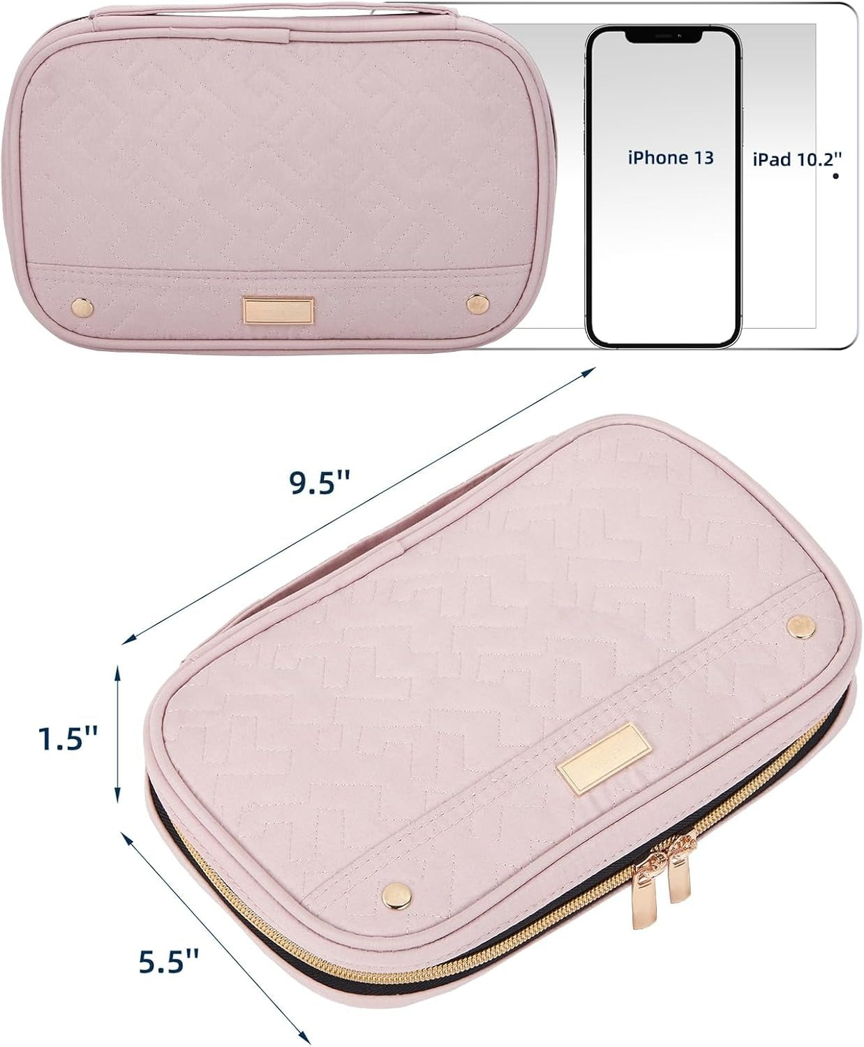 Travel Jewelry Case, Holiday Organizer for Necklaces, Earrings, Rings, Bracelets, Watch, Pink