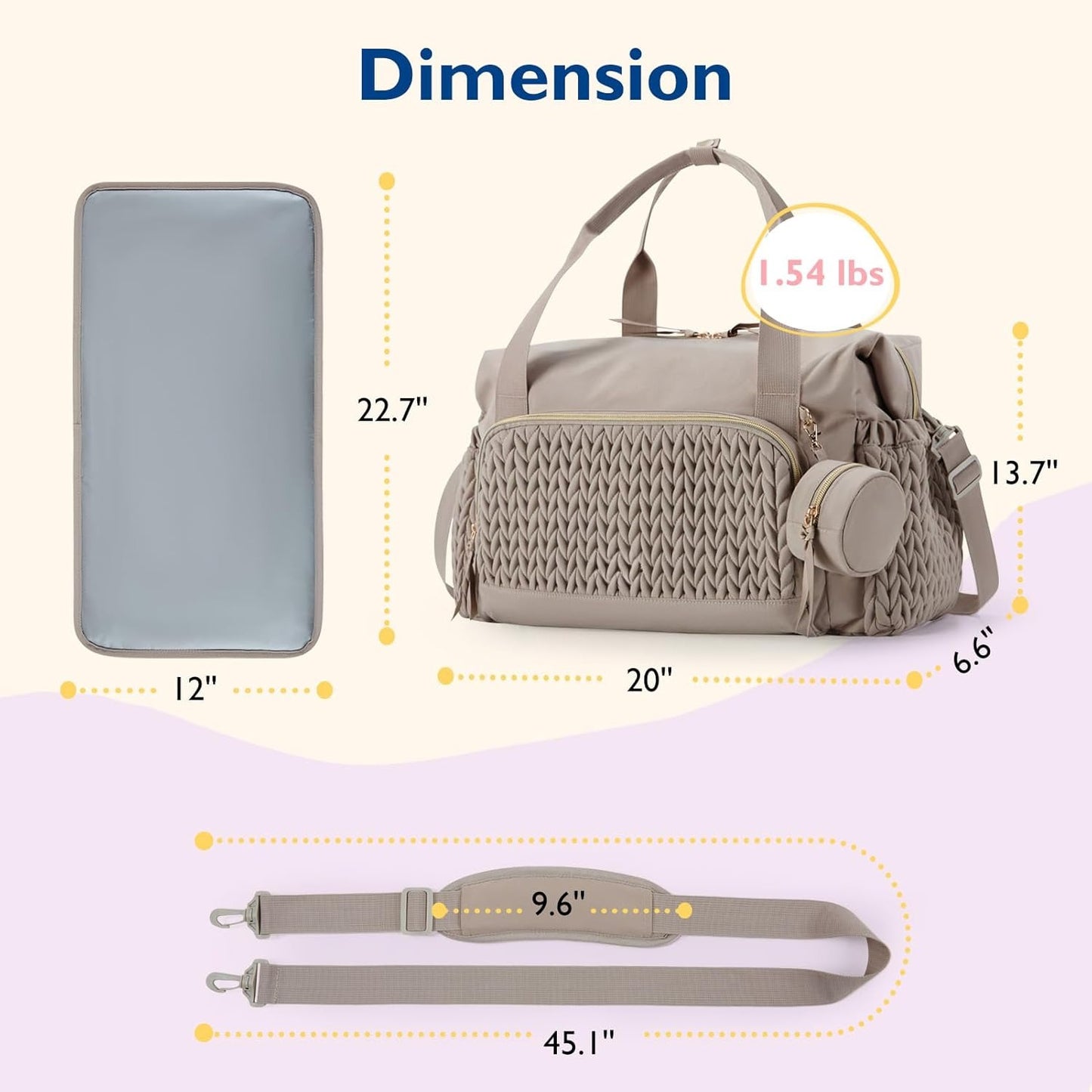 Diaper Bag Tote, Large Capacity Travel Diaper bags, Hospital Bag for Labor Delivery, Baby Bag with Pacifier Case