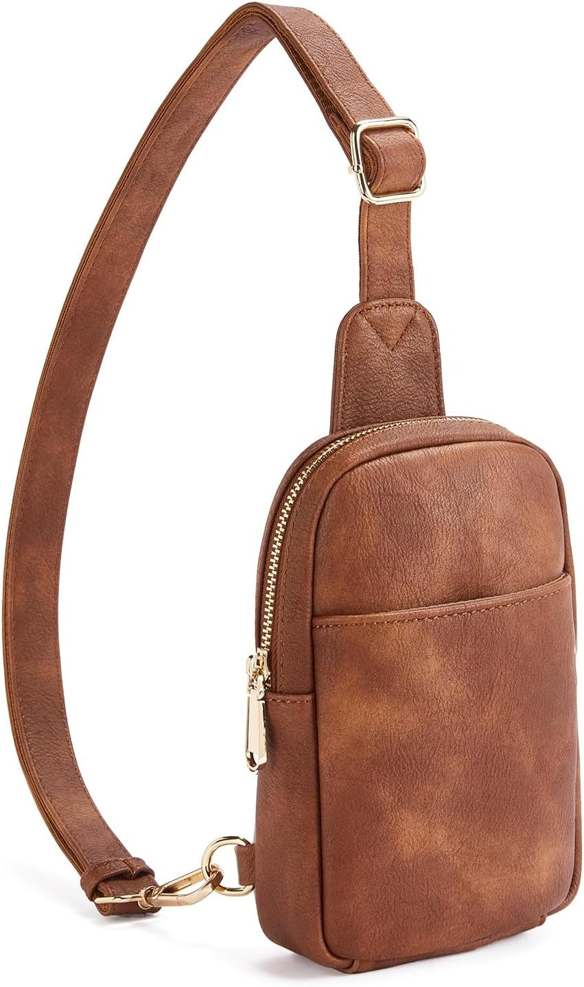Small Sling Bag for Women Leather Crossbody Fanny Packs Chest Bag for Women