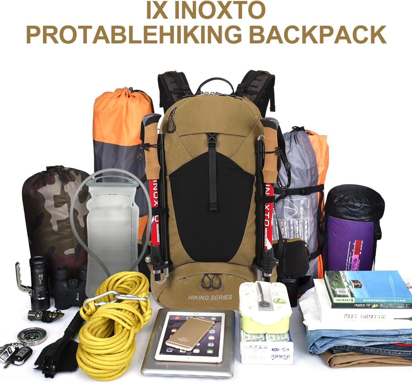 Waterproof Hiking Daypack with 3L Water Bladder and Rain Cover, Lightweight Travel Camping Backpack