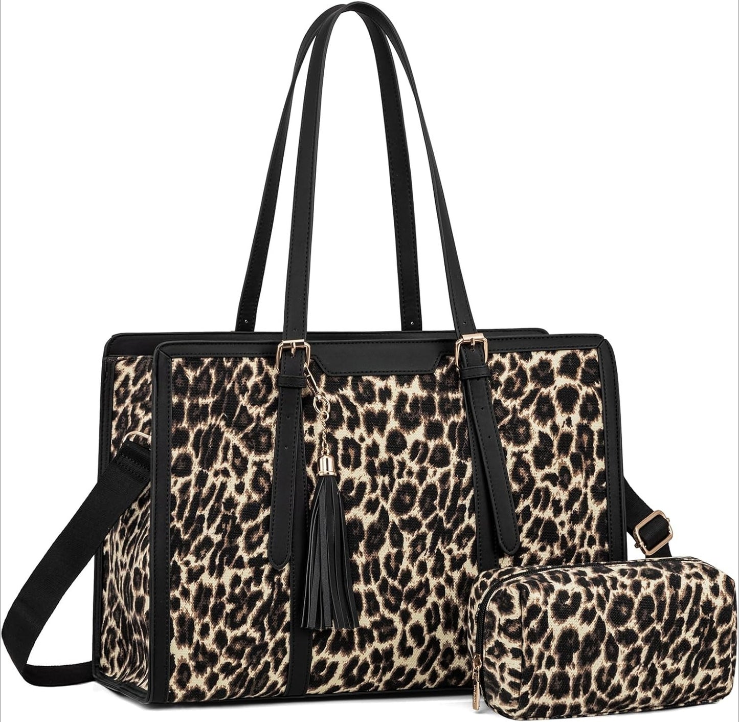 Women 15.6 inch Lightweight PU Laptop Tote Bag, Large Capacity Computer for Business, Work, Office, Travel