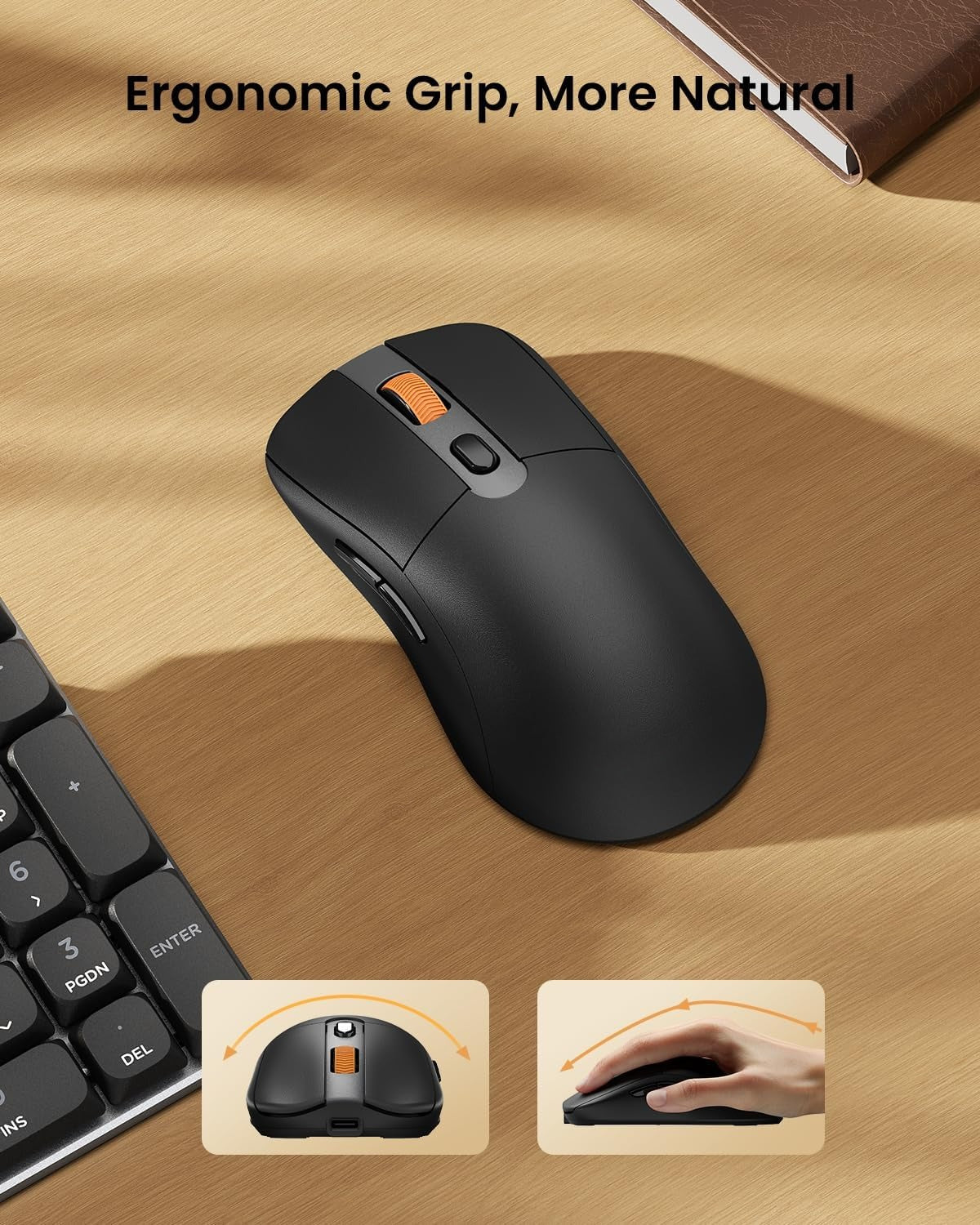 OMOMMD KM310 Mechanical Keyboard and Mouse, Wireless Rechargeable Aluminum Keyboard Mouse, 2.4G+Dual Bluetooth, Low Profile Keys, Linear Red Switches, Multi-Device, for Windows/Mac - Space Gray
