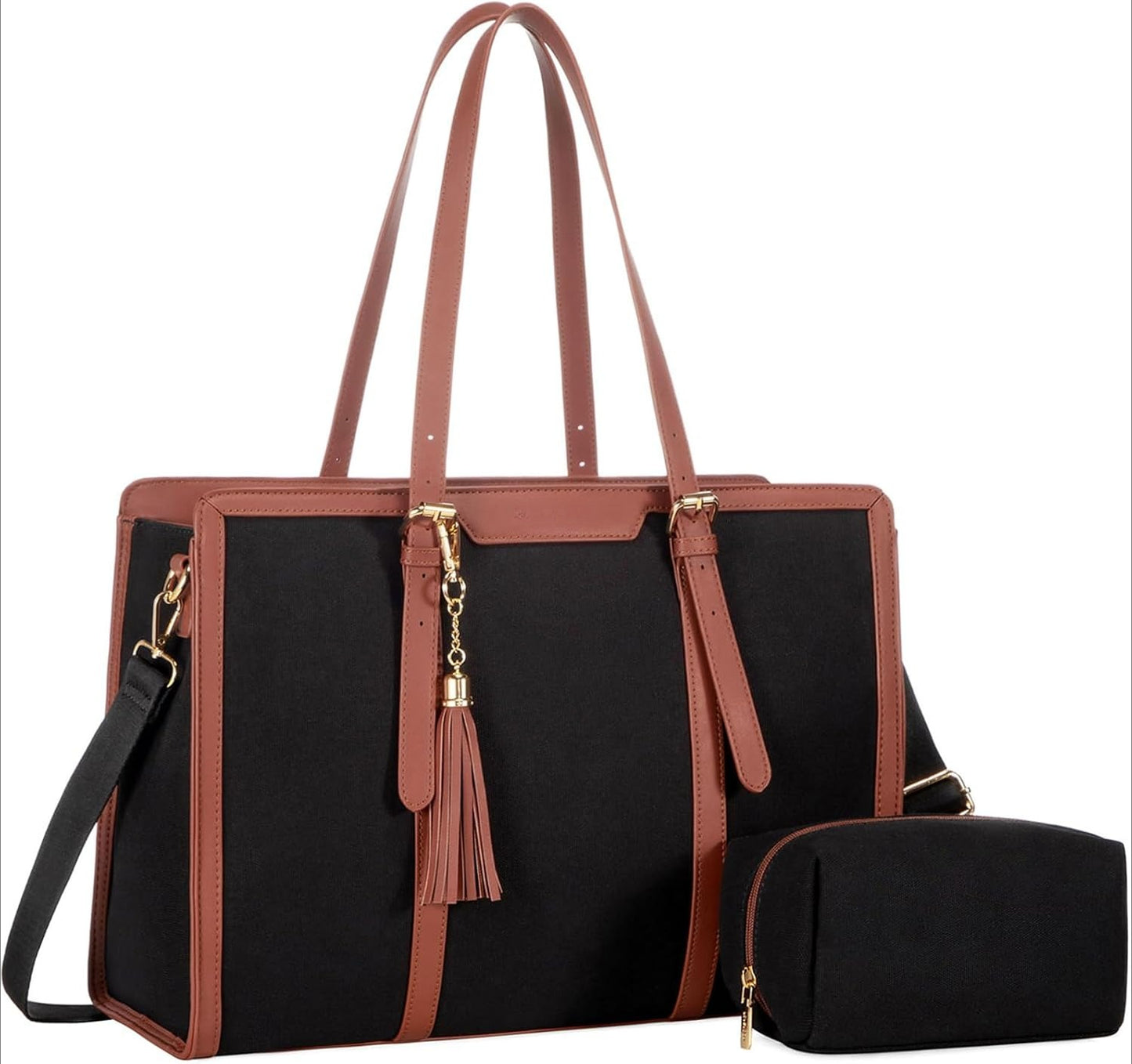 Women 15.6 inch Lightweight PU Laptop Tote Bag, Large Capacity Computer for Business, Work, Office, Travel