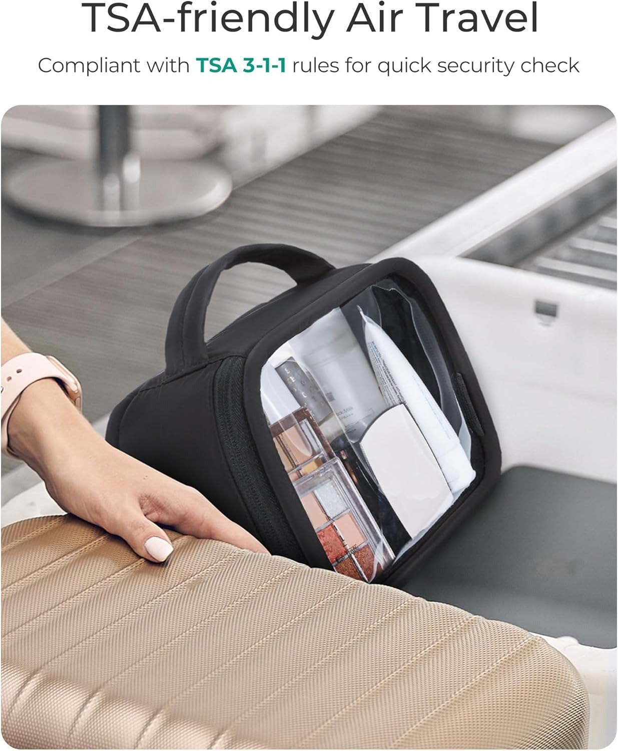 Toiletry Bag, Large Opening Clear Makeup Bag with Handle, Quart Sized Travel Toiletry Bag