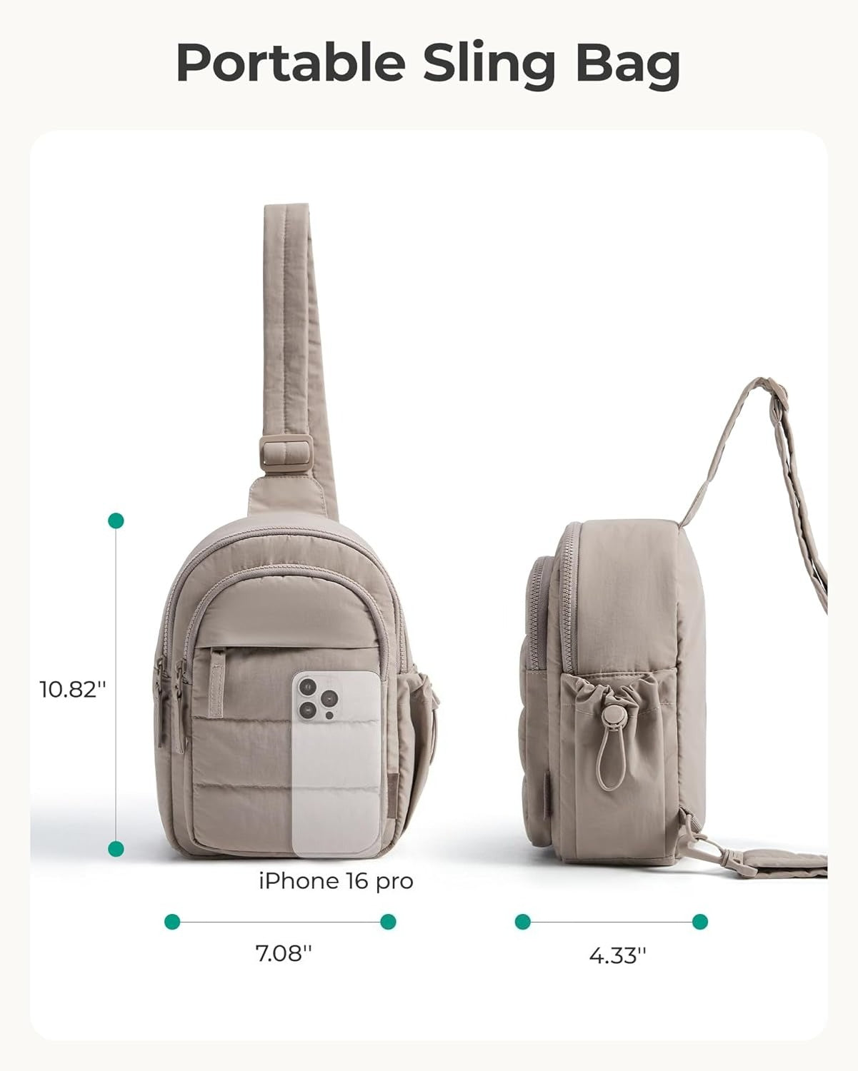 Small Sling Bag for Women, Puffer Crossbody Bag Purses Hobo Handbag Fanny Packs for Travel Hiking