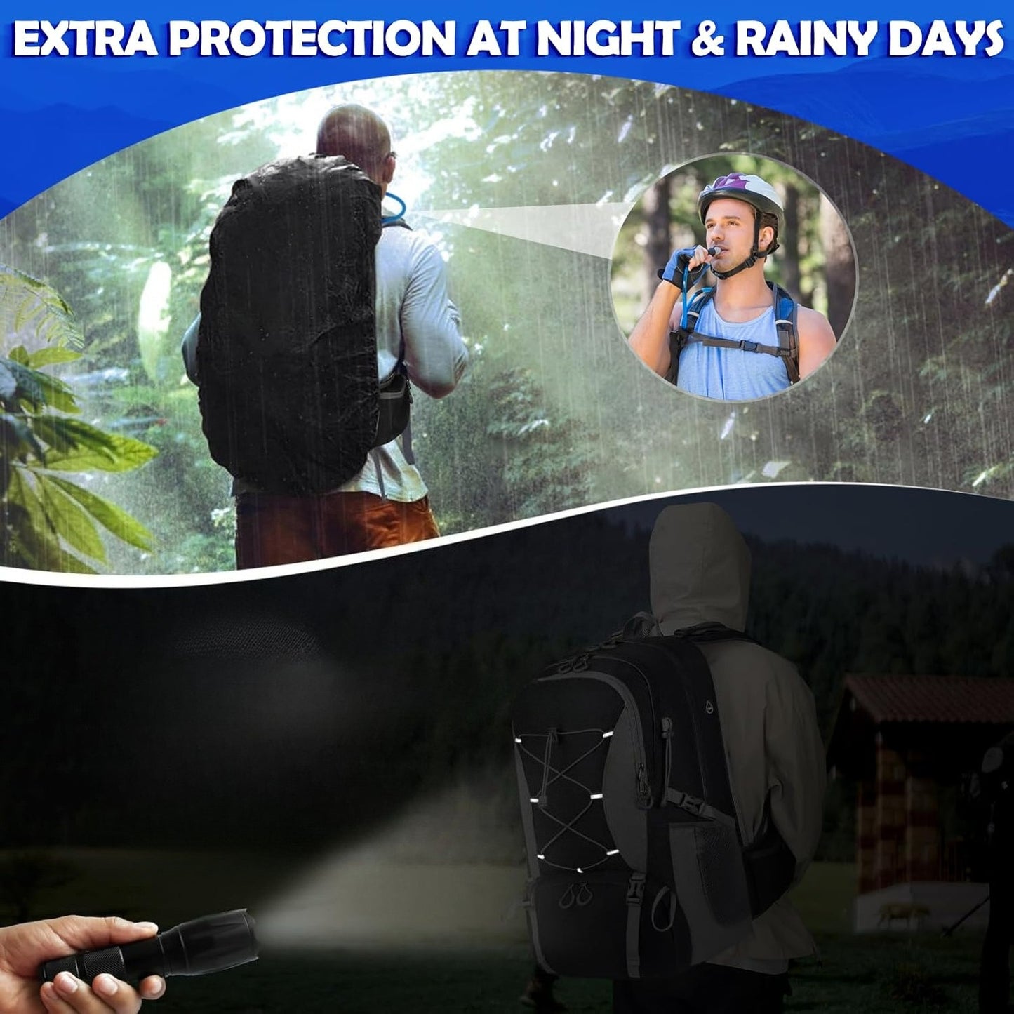 50L Hiking Backpack Waterproof Camping Backpack for Men Women Lightweight HIking Daypack