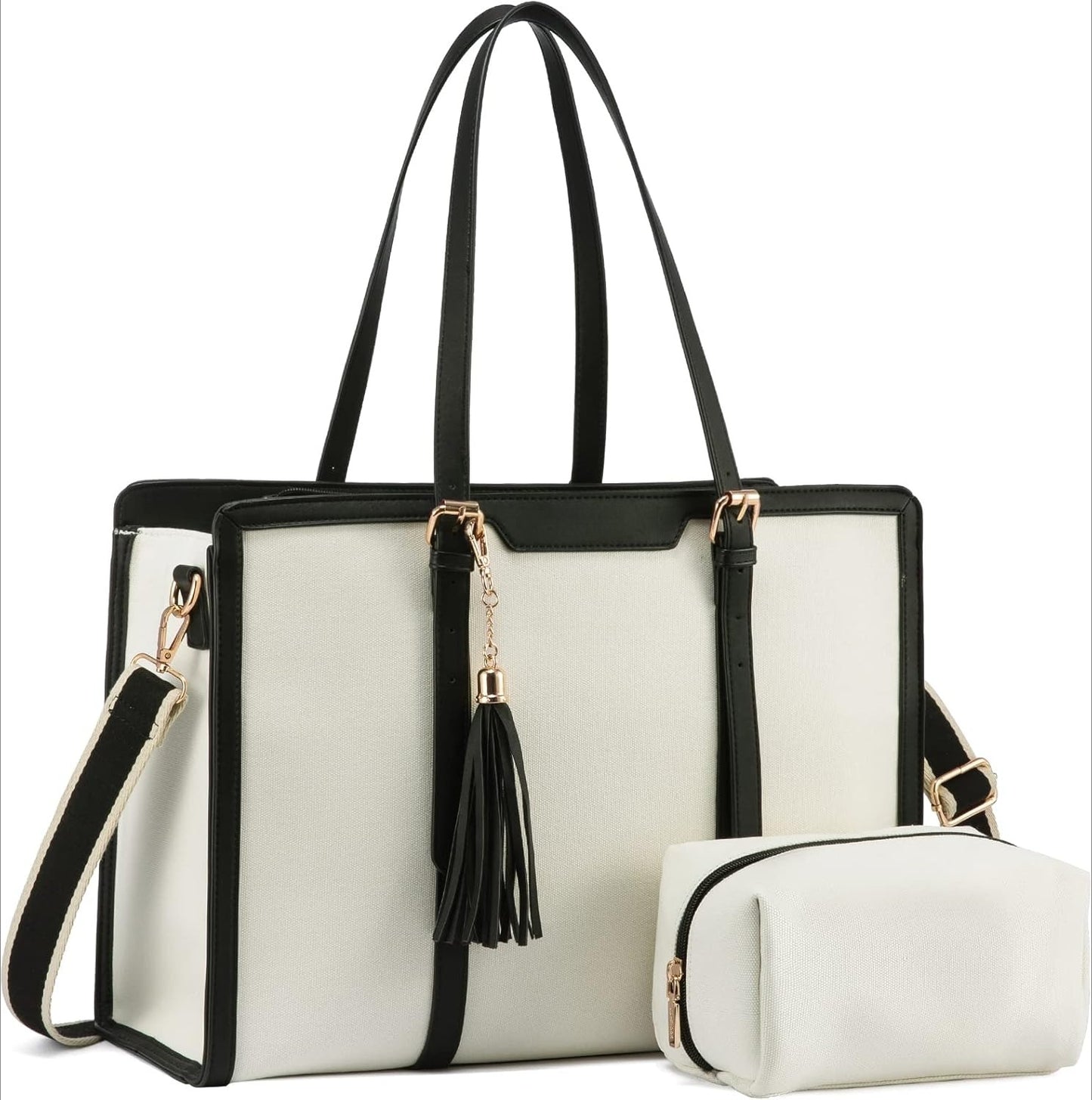Women 15.6 inch Lightweight PU Laptop Tote Bag, Large Capacity Computer for Business, Work, Office, Travel
