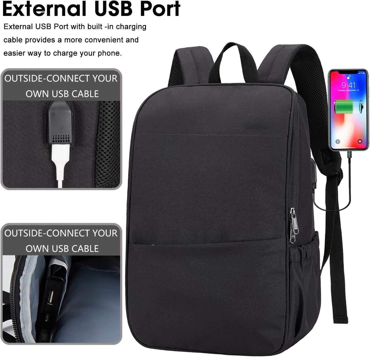 Deep Storage Laptop Backpack with USB Charging Port[Water Resistant]  15 Inch Laptop