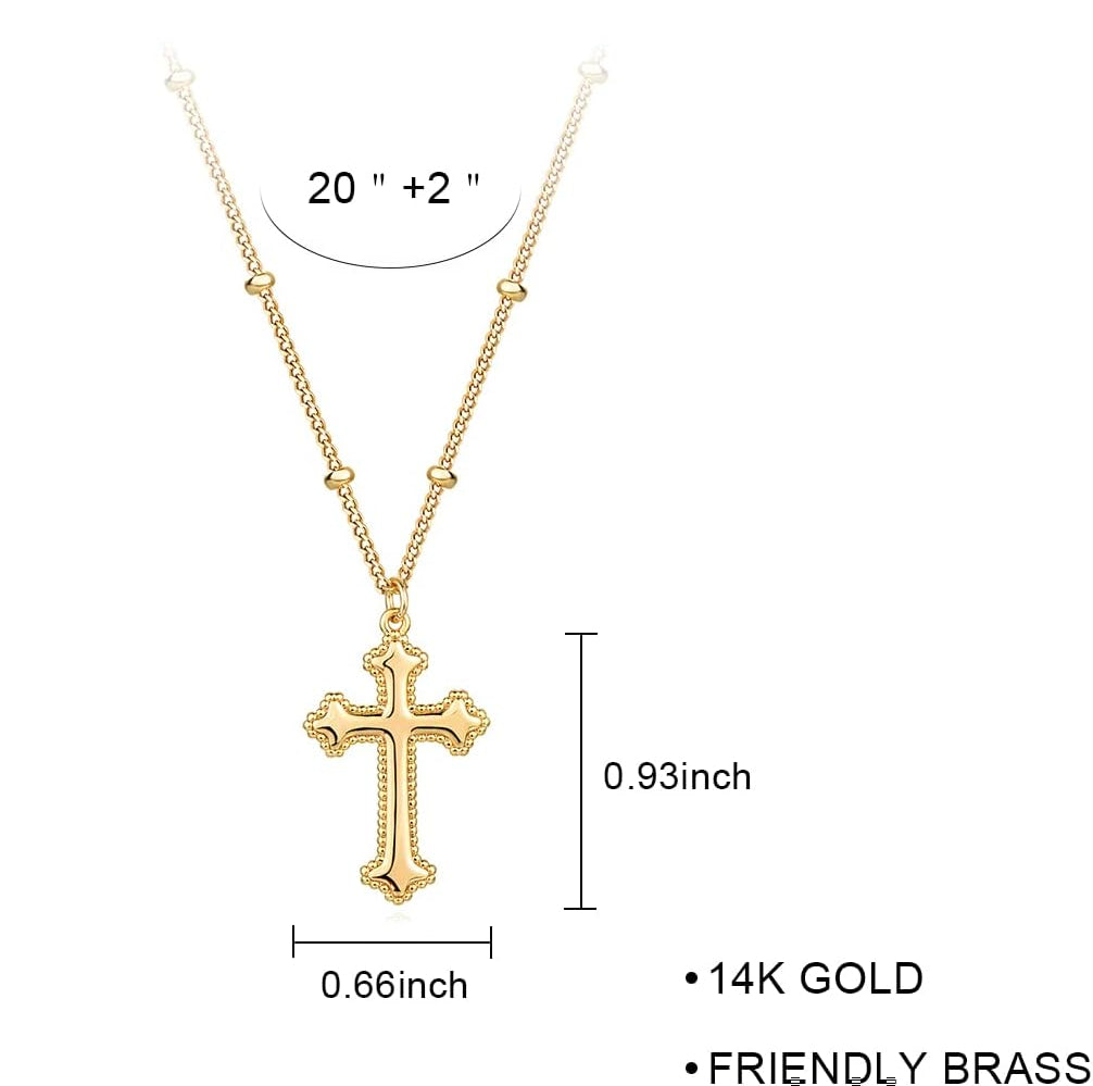 Gold Cross Necklace 14K Gold Plated Dainty Gold Cross Pendant Necklace for Women Delicate Necklace Jewelry