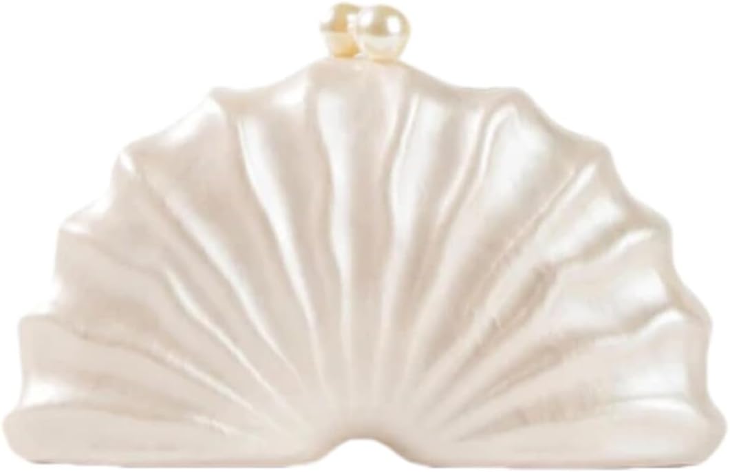 Women Acrylic Shell Shaped Clutch Luxury Marble Acrylic Evening Handbag Unique Chain Shoulder Bag Wedding