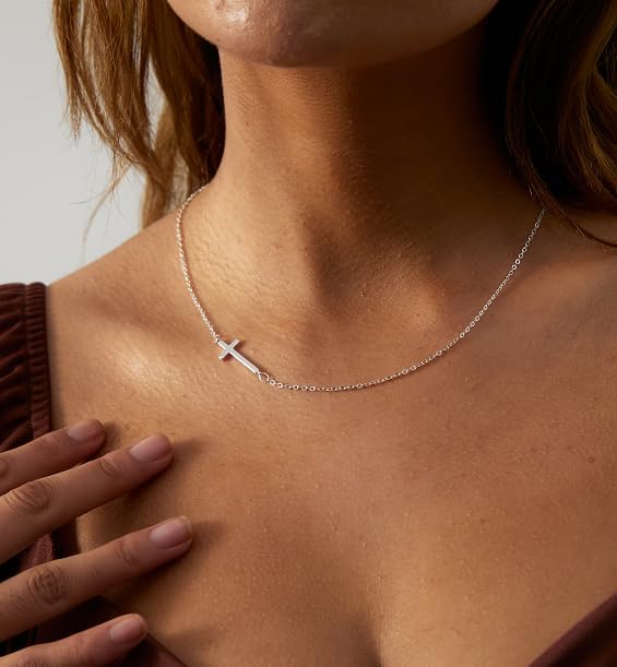 Cross Necklace: 14K Gold & Silver Plated, Minimalist Dainty Religious Pendant, Daily Wear Jewelry Gift for Women