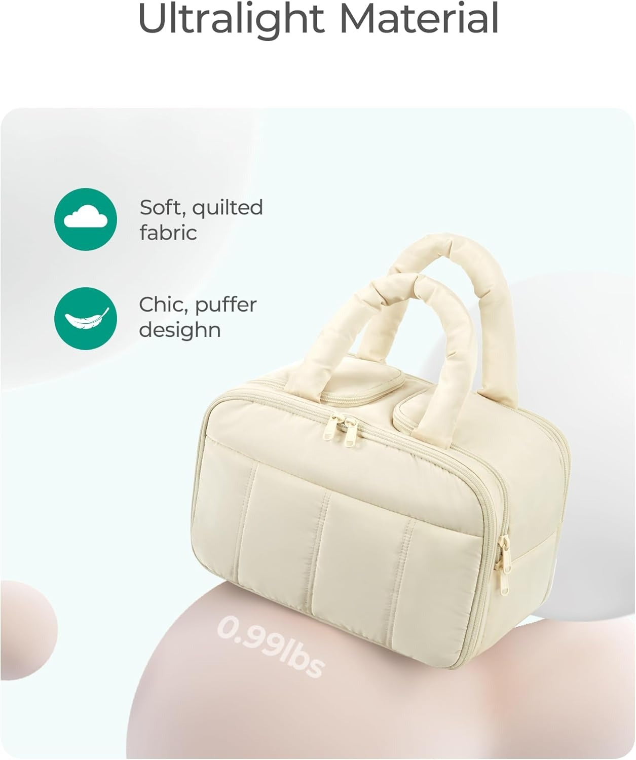Travel Toiletry Bag, Puffy Large Toiletry Bag for Women, Lightweight Cosmetic Makeup Bag Organizer with Handle