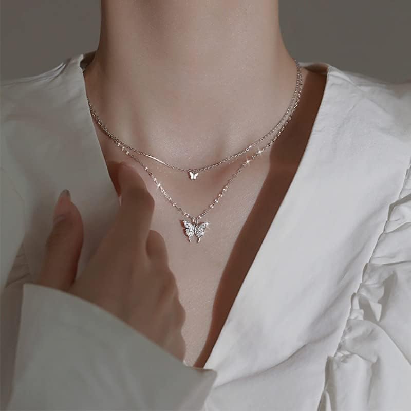 Silver Butterfly Necklace for Women Layered Rose Gold Butterfly Necklace Gold Butterfly Choker Butterfly Pendant Necklace Silver Butterfly Jewelry