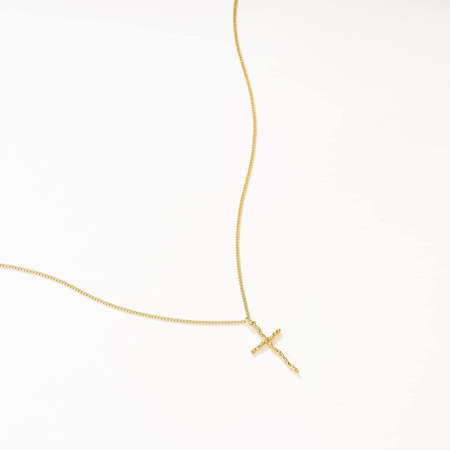Cross Necklace 14K Plated Dainty Chain, Minimalist Faith Pendant Religious Prayer Jewelry Gift