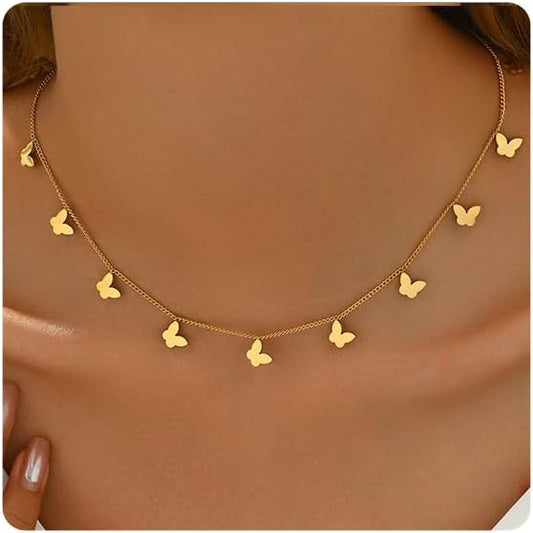 Colorful Beaded Necklace - Freshwater Pearl & Evil Eye Pendant, Stainless Steel 18K Gold Plated Y2K Trendy Jewelry for Women & Teen Girls
