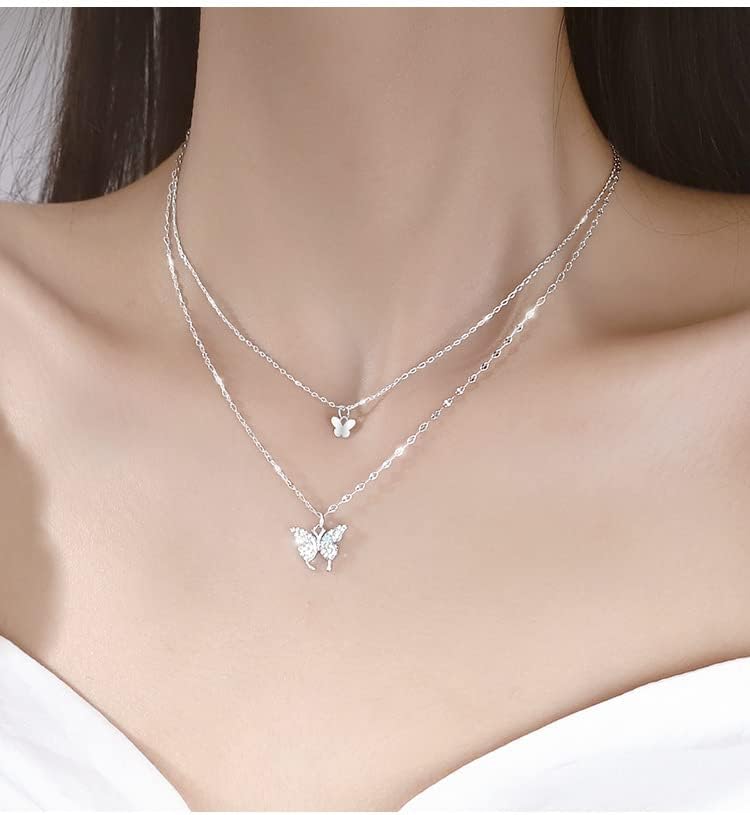 Silver Butterfly Necklace for Women Layered Rose Gold Butterfly Necklace Gold Butterfly Choker Butterfly Pendant Necklace Silver Butterfly Jewelry