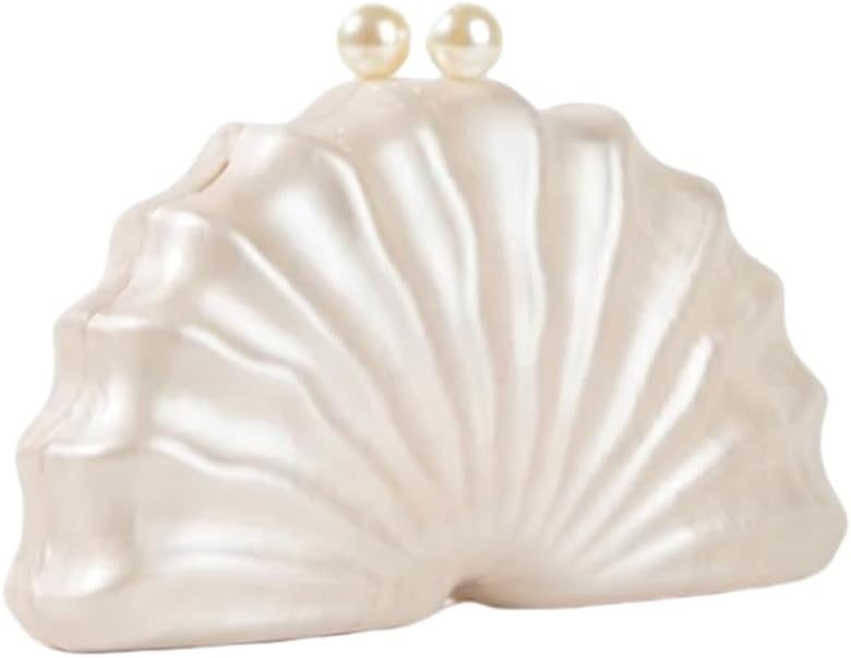 Women Acrylic Shell Shaped Clutch Luxury Marble Acrylic Evening Handbag Unique Chain Shoulder Bag Wedding