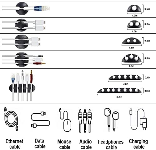 OMOMMD  Cord Management Organizer Kit 4 Cable Sleeve split with 41Self Adhesive Cable Clips Holder, 10pcs and 2 Roll Self Adhesive tie and 100 Fastening Cable Ties for TV Office Car Desk Home