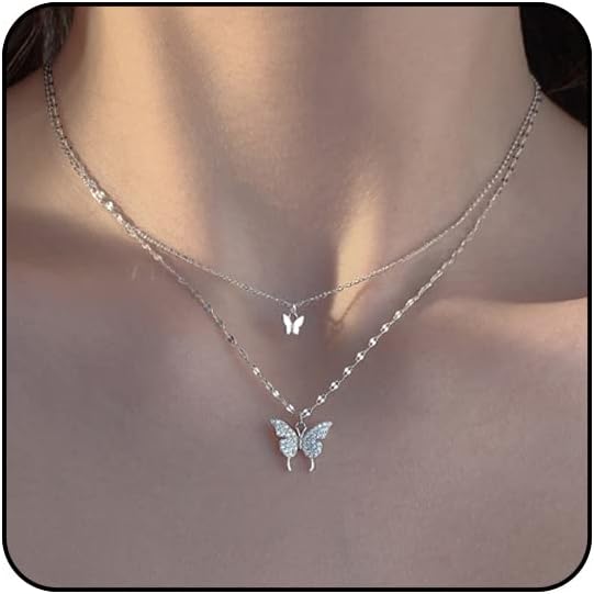 Silver Butterfly Necklace for Women Layered Rose Gold Butterfly Necklace Gold Butterfly Choker Butterfly Pendant Necklace Silver Butterfly Jewelry