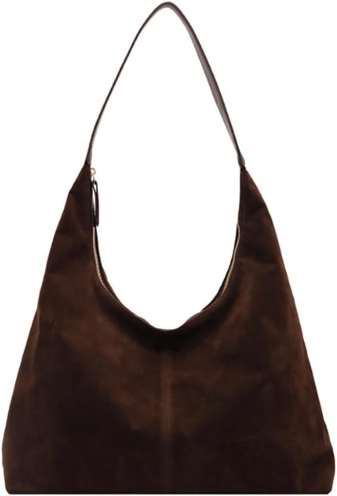 Trendy Suede Crescent Shoulder Bag Women Tote Bag Satchels Crossbody Purse Top-handle Travel Handbag