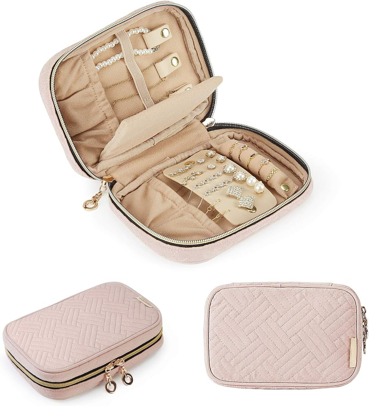 Jewelry Organizer Bag Travel Jewelry Storage Cases for Necklace, Earrings, Rings, Bracelet, Black