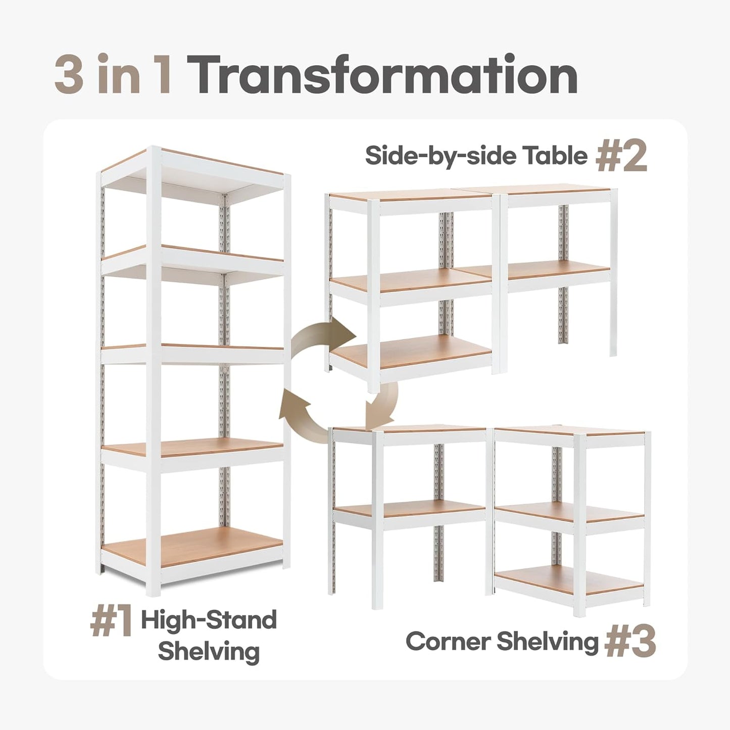 5 Tier 24.1" W Laminated Metal Shelving Unit Adjustable Storage Utility Rack Heavy Duty Shelves