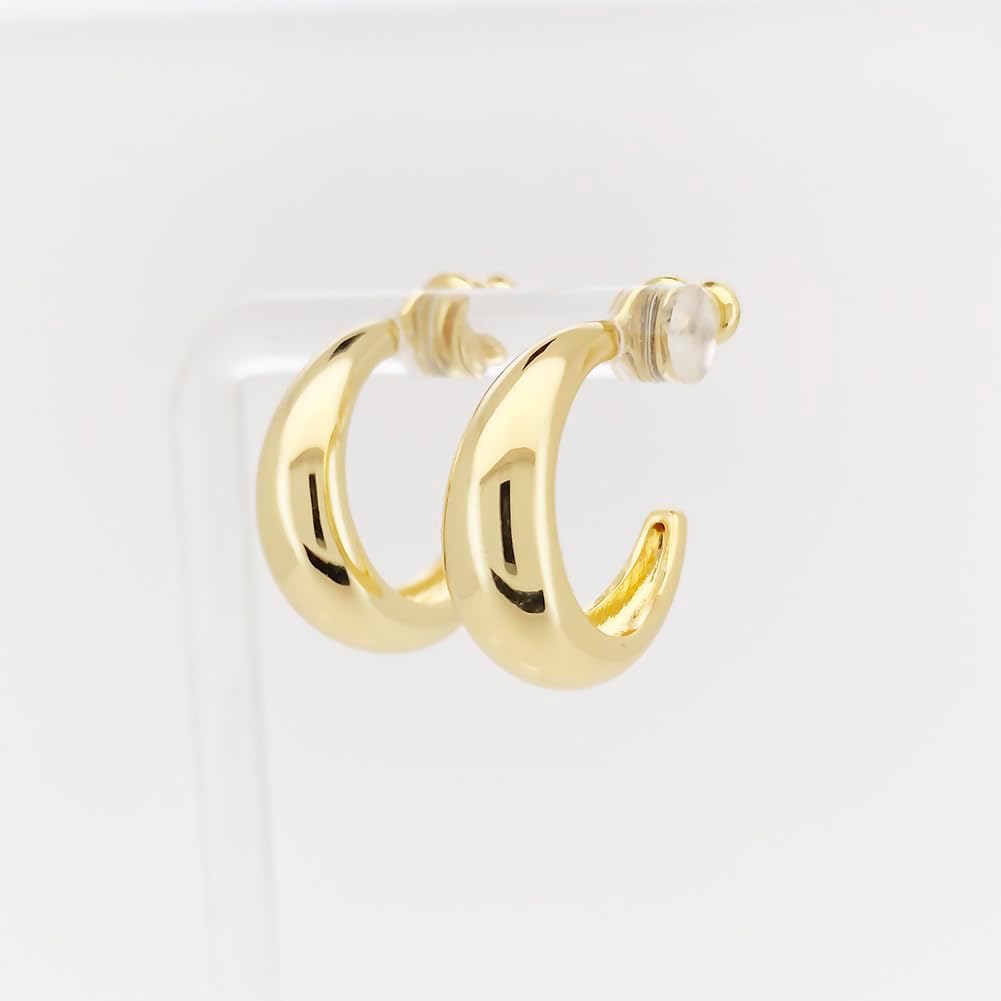 14K Gold Plated Triple Huggie Illusion Stud Earrings | Double Huggie Hoop Earrings for One Hole | Gold Hoop Earrings for Women
