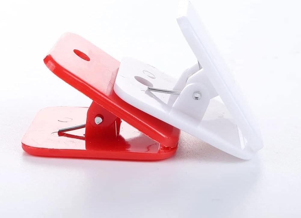 OMOMMD 20Pcs White Plastic Chip Bag Clips Sealing Food Clips Snack Bag Clips Photo Clips Binder Clips Paper Clamps Hinge Clips Tape Adhesives and Fasteners