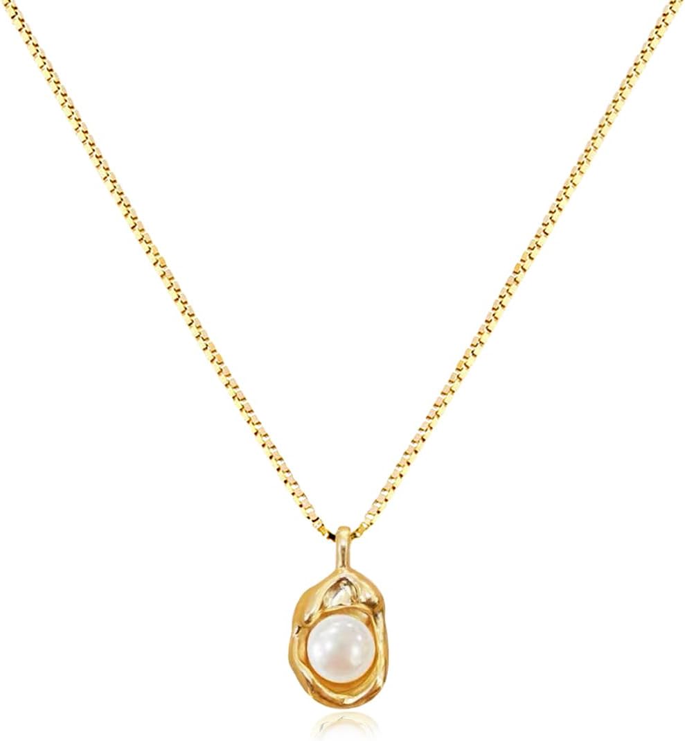 14K Gold Freshwater Pearl Necklace - 6mm Cultured Pearl Pendant