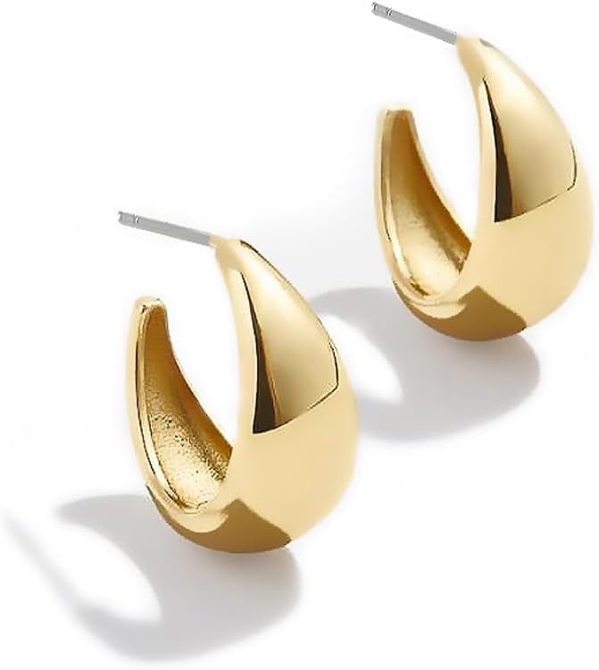 14K Gold Plated Triple Huggie Illusion Stud Earrings | Double Huggie Hoop Earrings for One Hole | Gold Hoop Earrings for Women