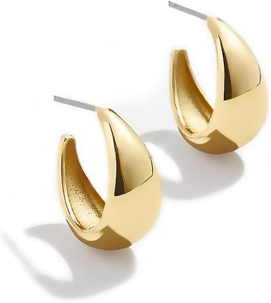 14K Gold Plated Triple Huggie Illusion Stud Earrings | Double Huggie Hoop Earrings for One Hole | Gold Hoop Earrings for Women
