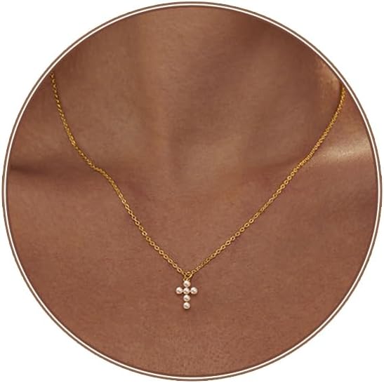 Cross Necklace - 18K Gold/Silver Plated With Cubic Zirconia, Simple Layered Design Dainty Religious Jewelry Gift For Women