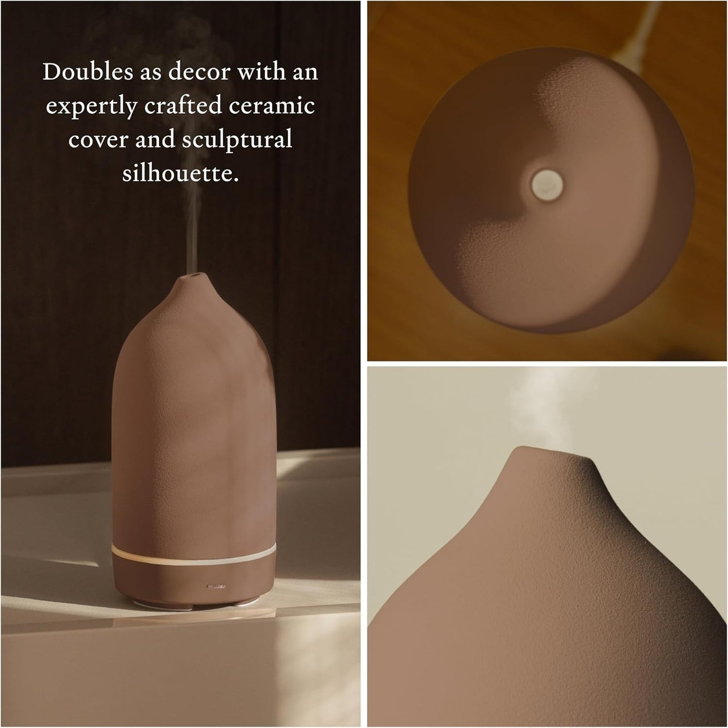 OMOMMD Stone Diffuser, Ceramic Ultrasonic Essential Oil Diffuser for Aromatherapy | Ceramic Diffuser, Diffusers for Home, Oil Diffuser, Room Decor | Suede, 90ml Capacity