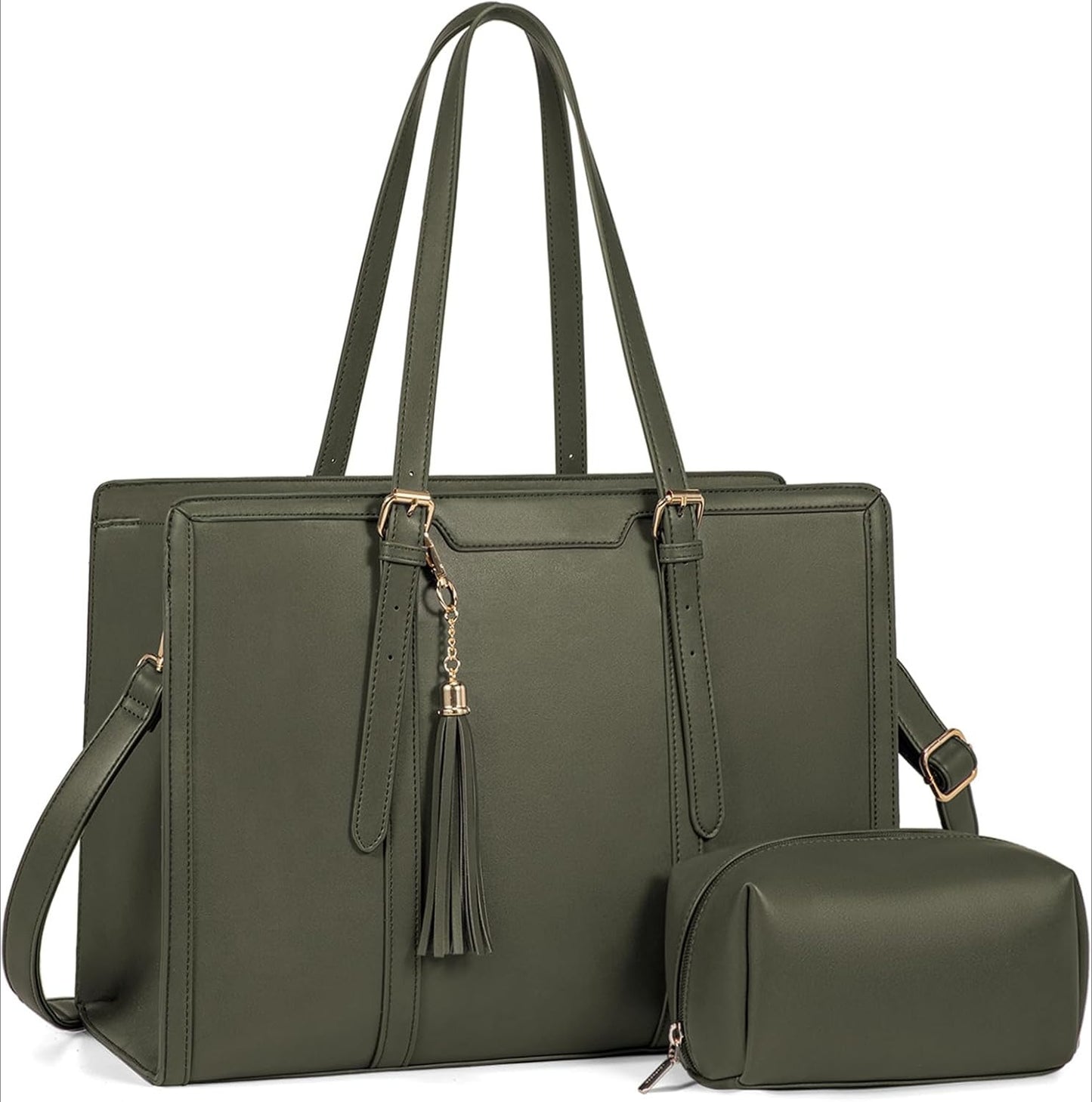 Women 15.6 inch Lightweight PU Laptop Tote Bag, Large Capacity Computer for Business, Work, Office, Travel